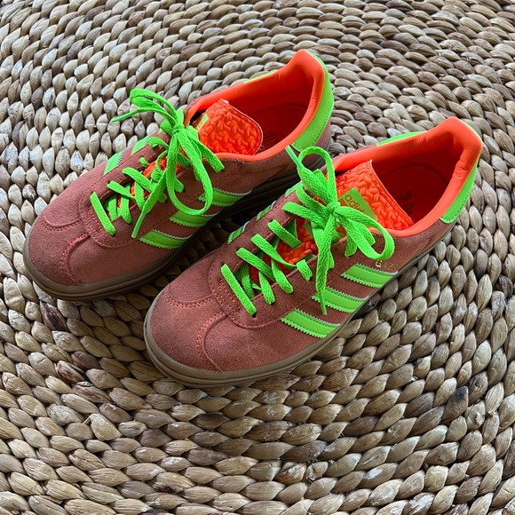 Adidas Gazelle Bold - Orange/Green Size 7 Womens - Picture 2 of 5